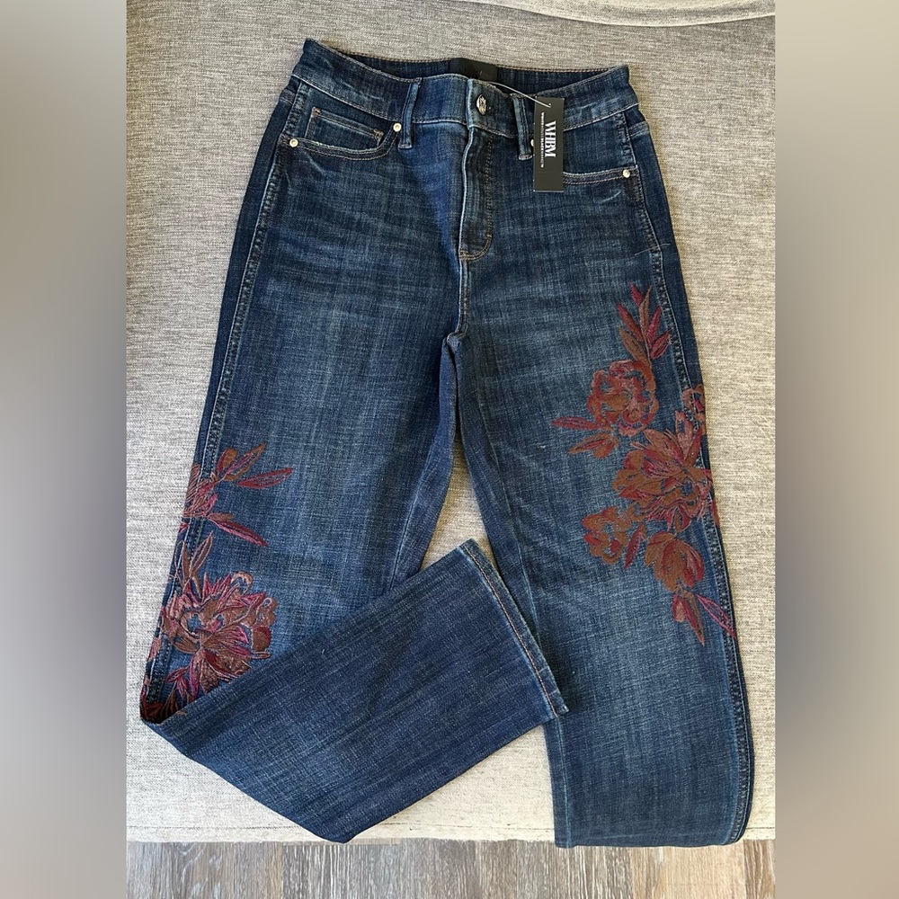 High-Rise Everyday Soft Denim- Embroidered Straight Jeans